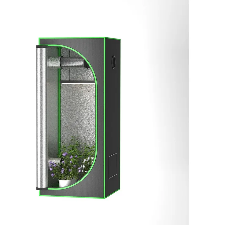 Powertec Garden Indoor Zuchtzelt, 600D-Stoff, runde Tür, 60x60x140 cm / 80x80x160 cm / 90x90x180 cm / 100x100x200 cm