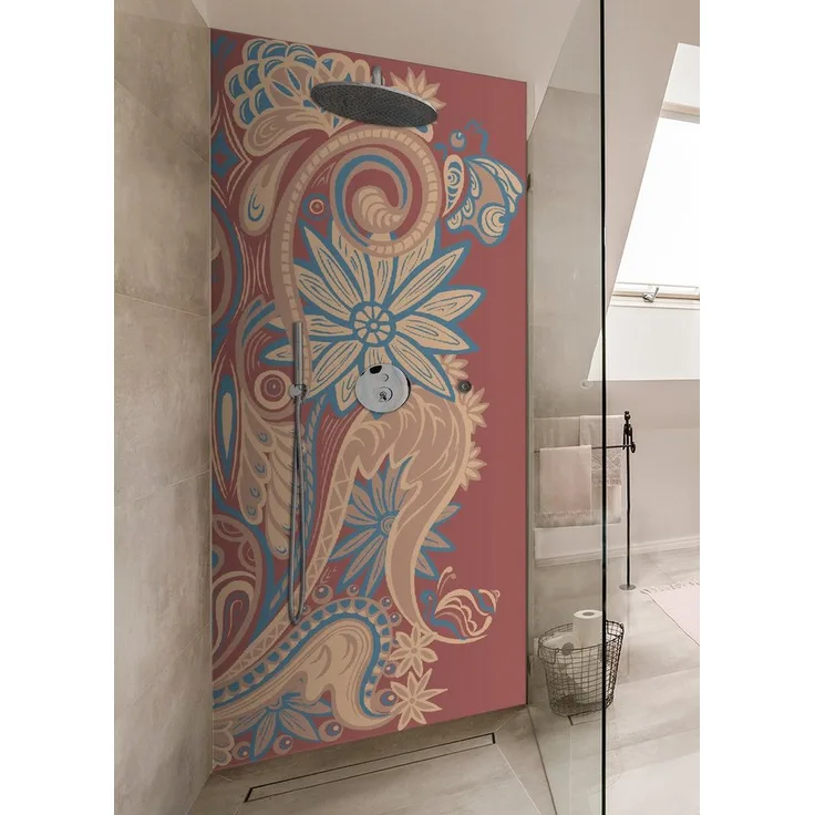 Wallario Duschrückwand Muster mit Blumen in Pastellfarben, (1-tlg)
