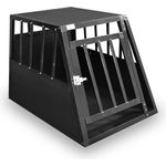 Defactoshop Alu-Hundetransportbox in 4 Größen: M, L, XL, XXL, trapezförmig, Türriegel & Schutzkappe, gute Luftzufuhr, pflegeleicht & haltbar, silber - Preisvergleich