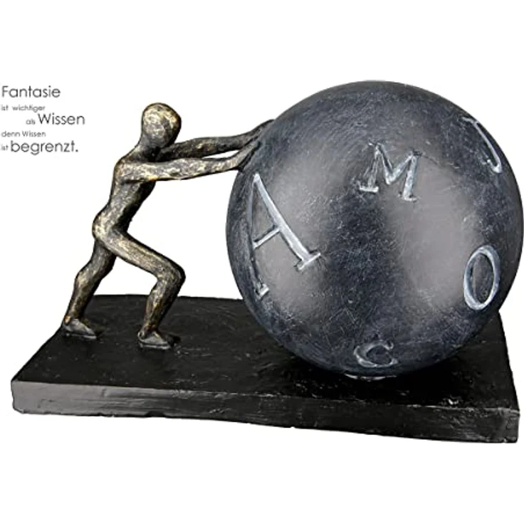 GILDE Dko Skulptur Buchstaben Ball - Wissen und Fantasie - Kunstharz anthrazitfarben, bronzefarben 37351 - Breite 25 cm – Bild 2