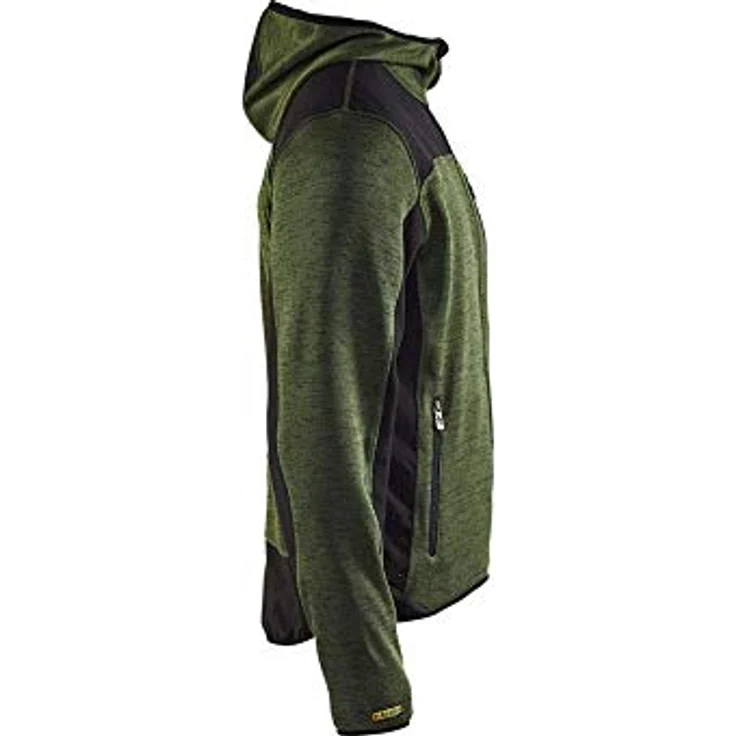 BLAKLÄDER® Herren Strickjacke 4930, leichte und warme Arbeitsjacke mit Softshell-Einsätzen, armygrün/schwarz, Größe M – Bild 4