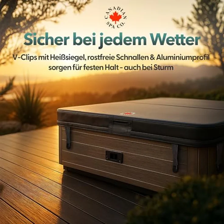 Canadian Spa Company Whirlpool-Abdeckung, Grau, Quadratisch 223x223 cm, mit Effektiver Wärmedämmung und Sicherheitsgurten – Bild 6