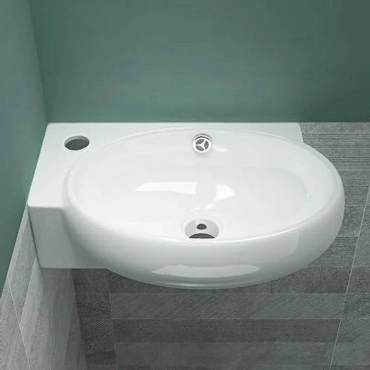 Mai & Mai Aufsatzwaschbecken Hängewaschbecken aus Keramik mit Nano-Beschichtung, Br001R, rechteckige Form, weiß - Preisvergleich – Bild 5