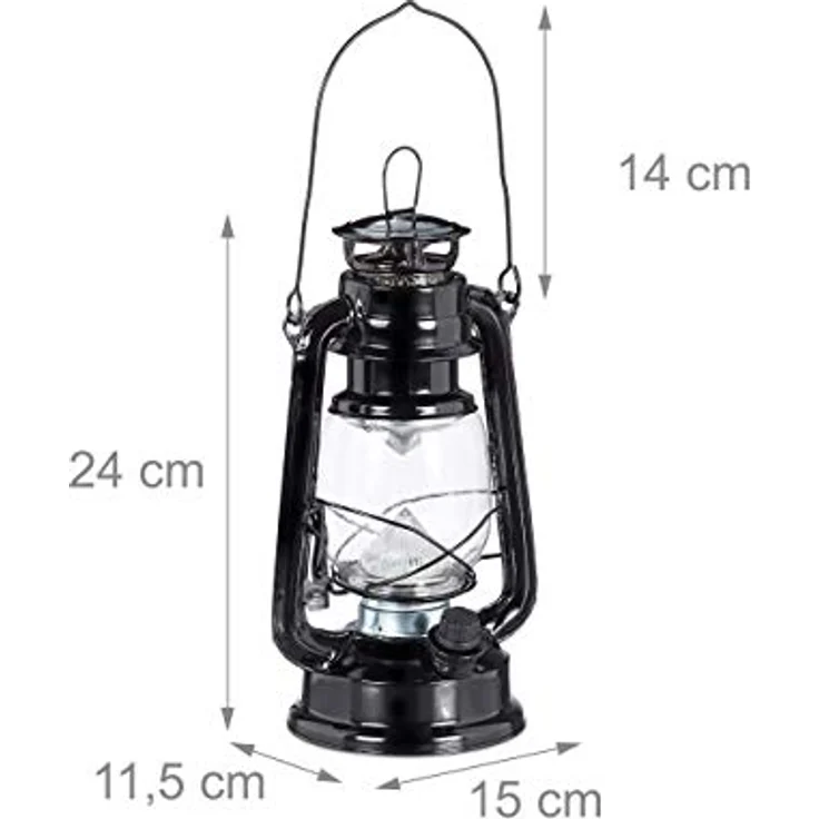 Relaxdays Sturmlaterne LED, Retro Sturmlampe als Fensterdeko oder elektrische Gartenlaterne, batteriebetrieben, schwarz, 24 x 15 x 11.5 cm – Bild 4