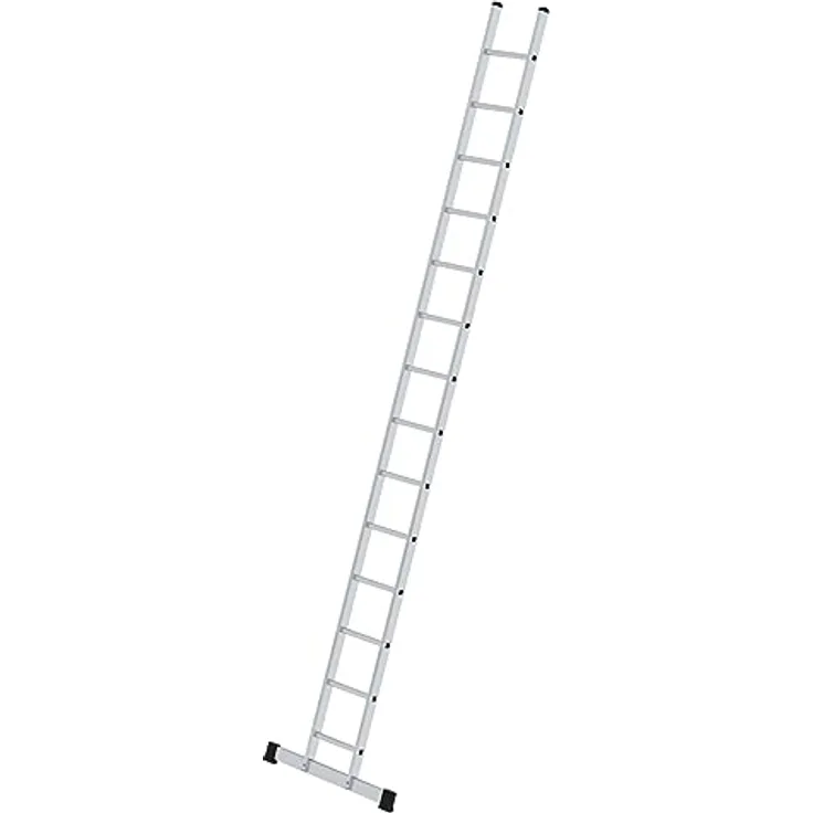 PROREGAL Sprossen-Anlegeleiter 350 mm breit mit Standard-Traverse | 14 Sprossen | Trittleiter | Rutschsicher | PROREGAL