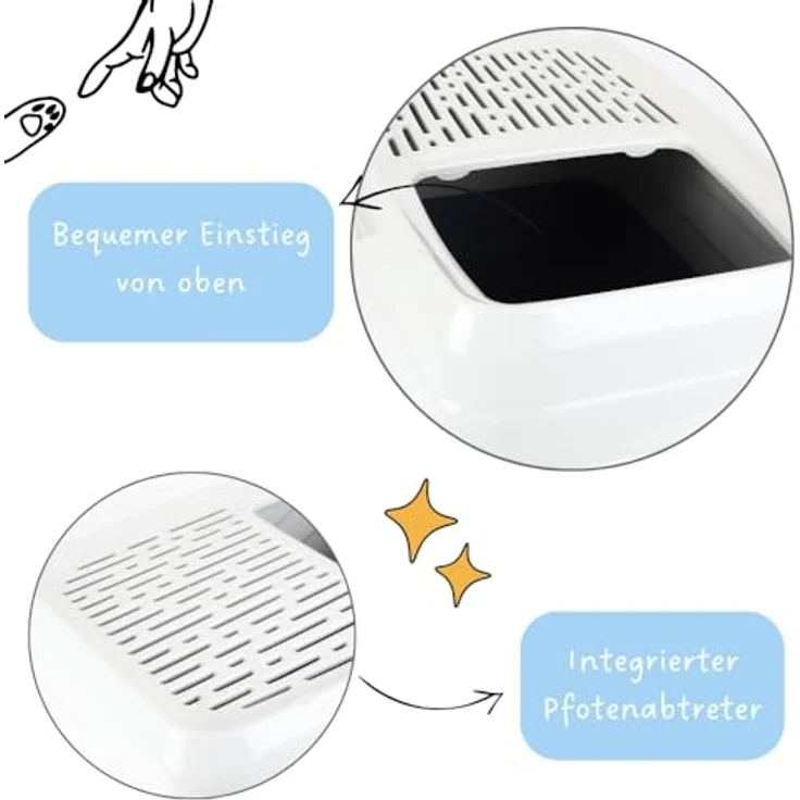 GarPet Katzentoilette 2x Hop In Katzenklo oben einstieg Katzentoilette Top Entry Doppelpack, Hellblau/Weiß kombiniert – Bild 3
