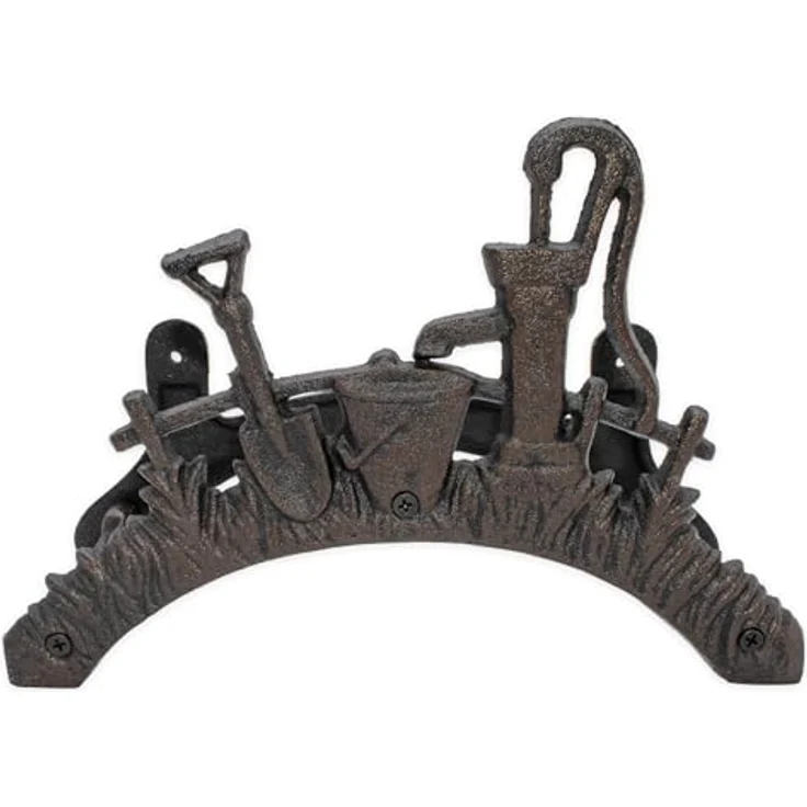 Spetebo Wand Schlauchhalter aus Gusseisen - 29 x 18,5 x 14 cm - Garten Schlauchhalterung Metall Wand Halterung Antik – Bild 2