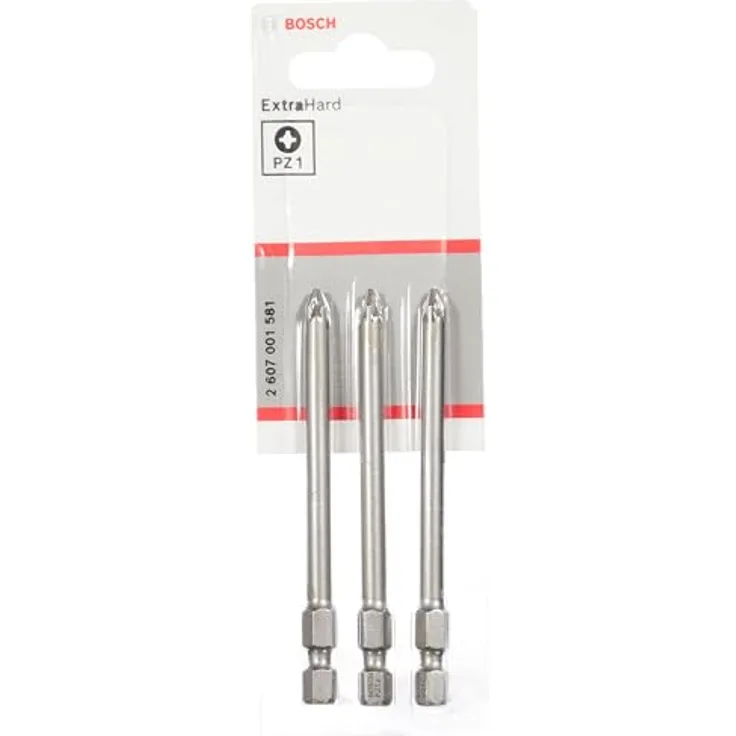 Bosch Schrauberbit Extra-Hart, PZ 1, 89 mm, 3er-Pack (2607001581)