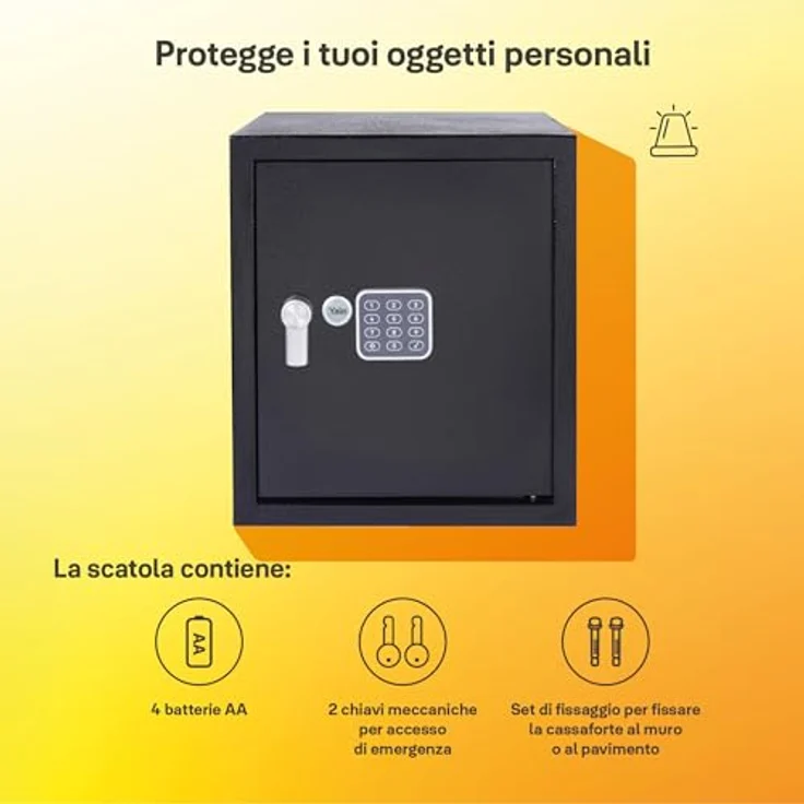 Yale YEC/390/DB2, Elektronischer Tresor mit Alarm, Groß, Standardsicherheit, schwarz – Bild 4