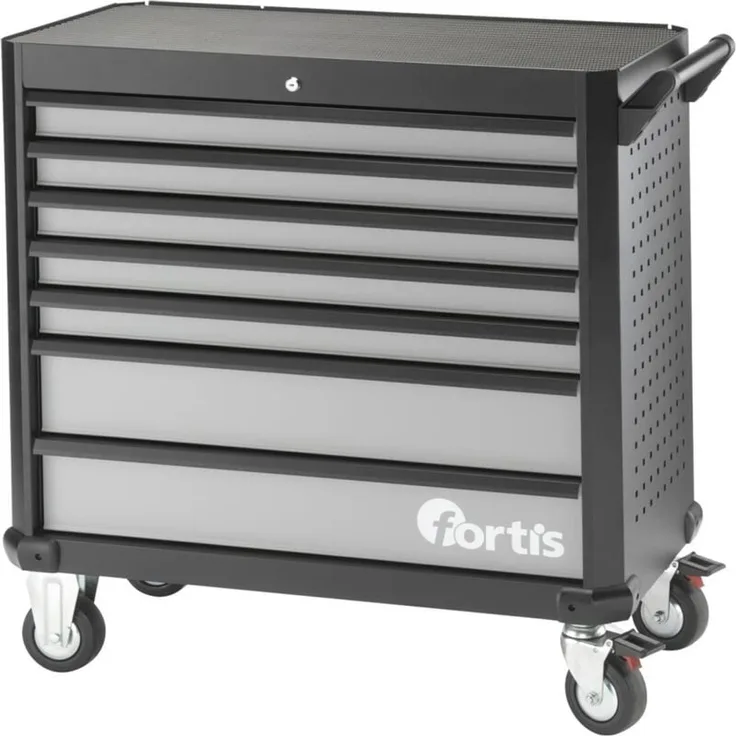FORTIS Werkstattwagen 890x460x1025mm, robuster Stahlblech-Werkstattwagen mit 7 Schubfächern und Zentralverriegelung, unbestückt, Tragkraft 550 kg