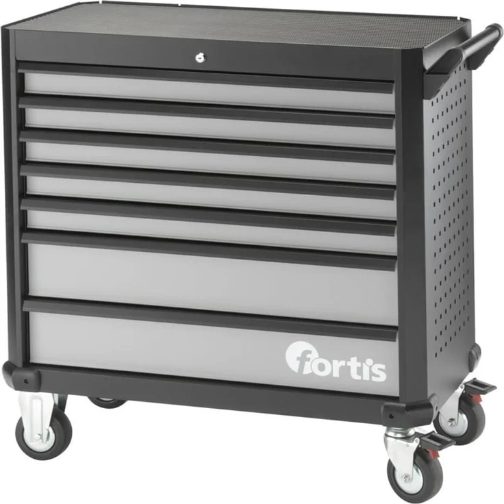 FORTIS Werkstattwagen 890x460x1025mm, robuster Stahlblech-Werkstattwagen mit 7 Schubfächern und Zentralverriegelung, unbestückt, Tragkraft 550 kg