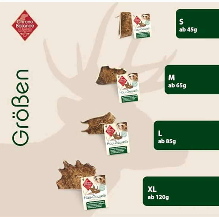 ChronoBalance® XXL Kaugeweih Damhirsch für Hunde als Kauspielzeug: 100% Geweih Abwurfstange Kaustange Hundespielzeug zur Zahnpflege, natürlicher Kausnack, Mineralstoffe & Nährstoffe – Bild 3