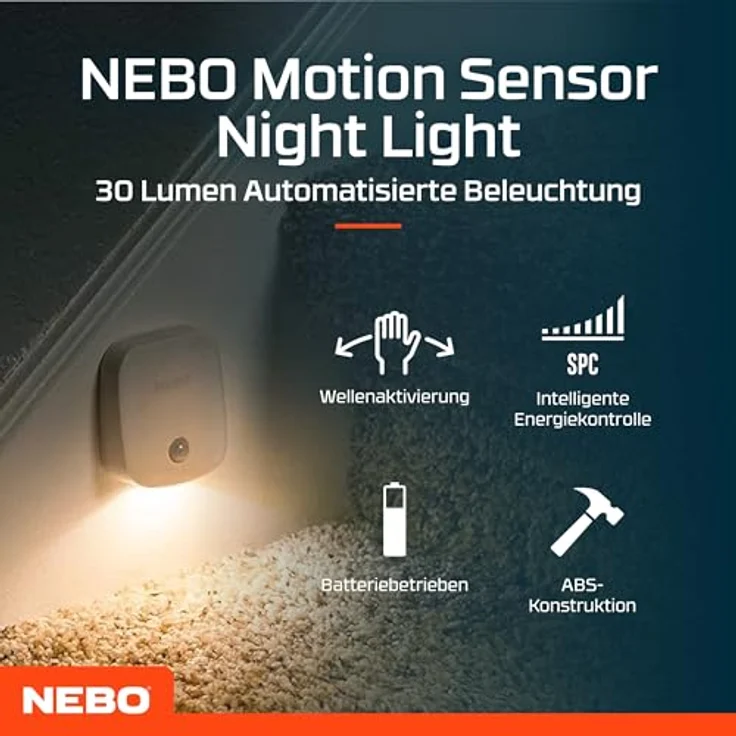 NEBO Motion Sensor Night Light, Nachtlicht mit Bewegungsmelder und 2 Lichtmodi, 3er Pack für Flure, Schränke und Treppen – Bild 2