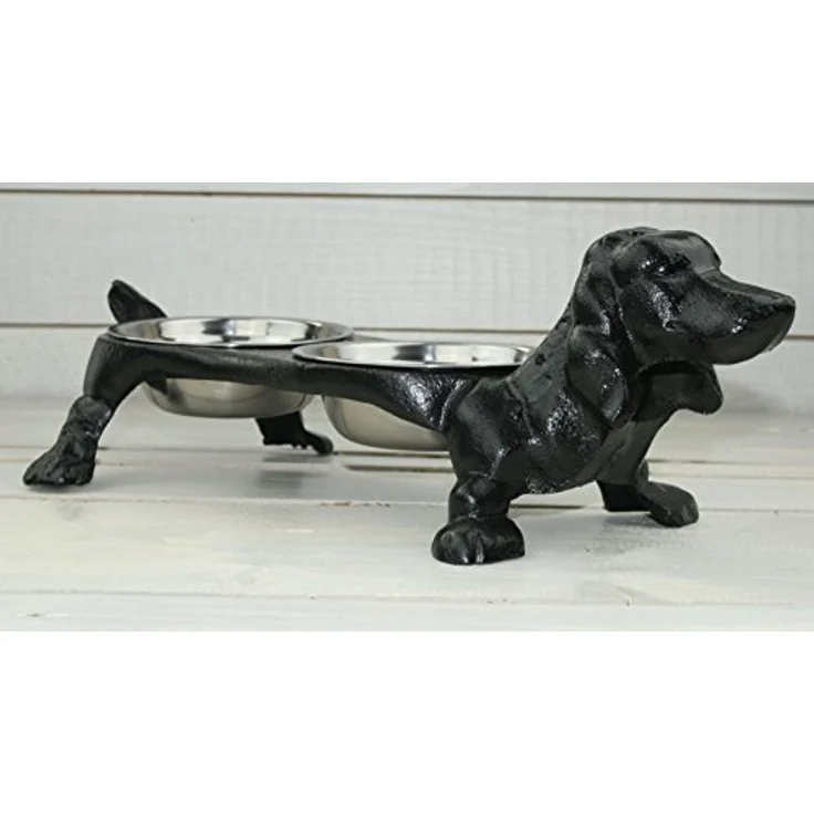 Moritz Doppel Hundenapf Gusseisen Fressnapf Napf Hund Futter, ca. 250 ml pro Napf, schwarz – Bild 3