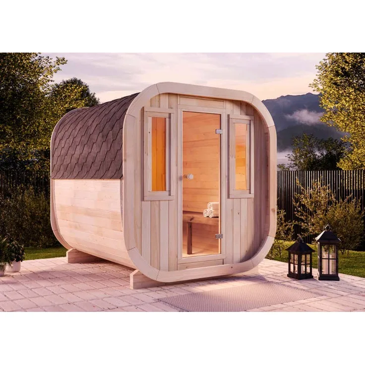 FinnTherm Fasssauna ScandiCube Comfort, 42 mm, mit bronzierten Fenstern