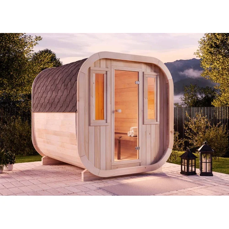 FinnTherm Fasssauna ScandiCube Comfort, 42 mm, mit bronzierten Fenstern