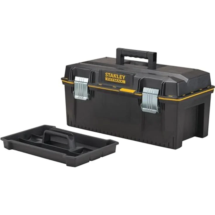 Stanley FatMax Werkzeugbox (71 x 31 x 29 cm, spritzwassergeschützer Koffer, robuste nicht-rostende Metallschließen, Box mit Gummiabdichtung für mehr Schutz) 1-93-935 – Bild 3