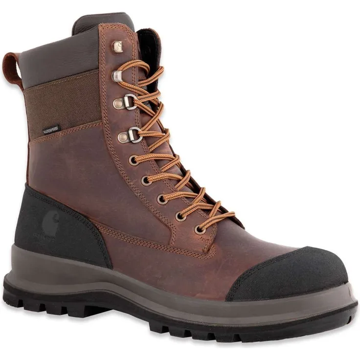 Carhartt Detroit 8 Sicherheitsschuh, wasserdicht, Fiberglas-Zehenkappe, braun