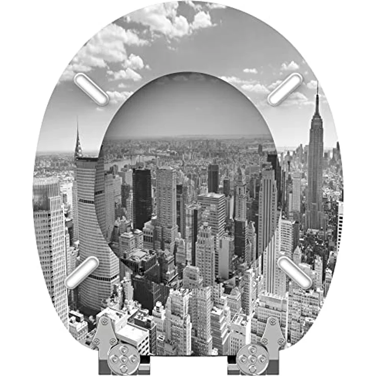 Sanilo WC Sitz Skyline New York, Toilettendeckel mit Absenkautomatik aus stabilem Holz, antibakterieller Oberfläche, passend für alle WC-Becken – Bild 7