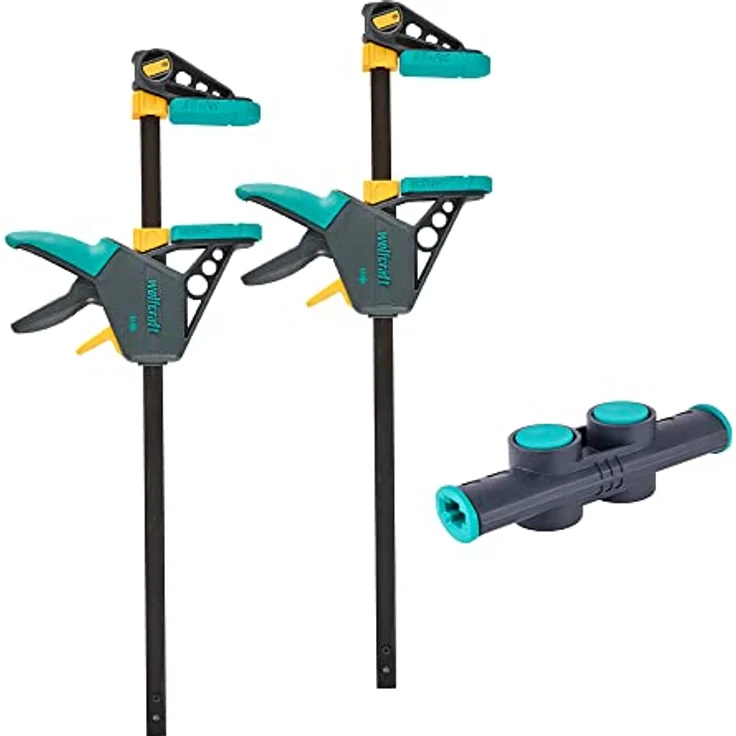 wolfcraft XL-Einhandzwingen-Set, 3-tlg. I 8624000 I Ermöglicht flexible Spannweiten von bis zu 1060 mm – Bild 1