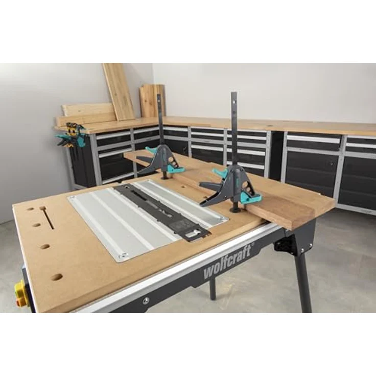 Wolfcraft 6907000 MASTER cut 2200, klappbarer 4-in-1 Maschinentisch mit MDF-Tischplatte, Traglast bis 120 kg, Schwarz/Silber – Bild 3
