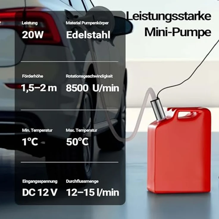 WilTec Mini Pumpe mit 12-15 l-min für Wasser und Dieselöl bei 8500 Upm, zum Ablassen von Flüssigkeit – Bild 5