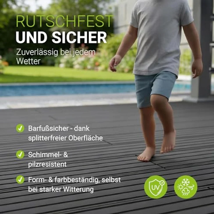 Juskys WPC Terrassendielen, 20 m², witterungsbeständig, raue Oberfläche, hohe Belastbarkeit bis 330 kg/m², Anthrazit – Bild 2