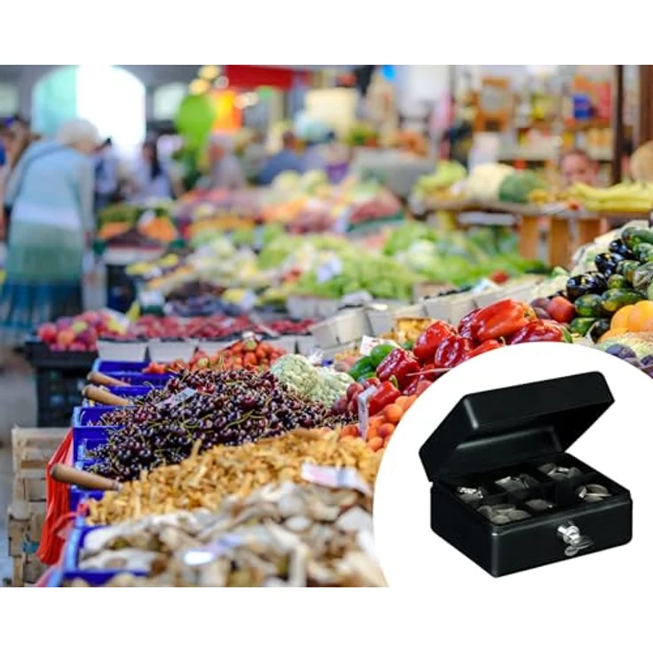 Yale YCB/090/BB2 Große Geldkassette, Mattschwarz, mit Schlüsselschloss und Tragengriff, 8 Zoll, inklusive abnehmbarem Tablett – Bild 5