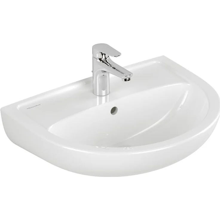 Villeroy & Boch Waschbecken Newo, Oval 550x435 mm, 1 Hahnloch mit Überlauf, Keramik Weiß Alpin glänzend, Modell 4A915501