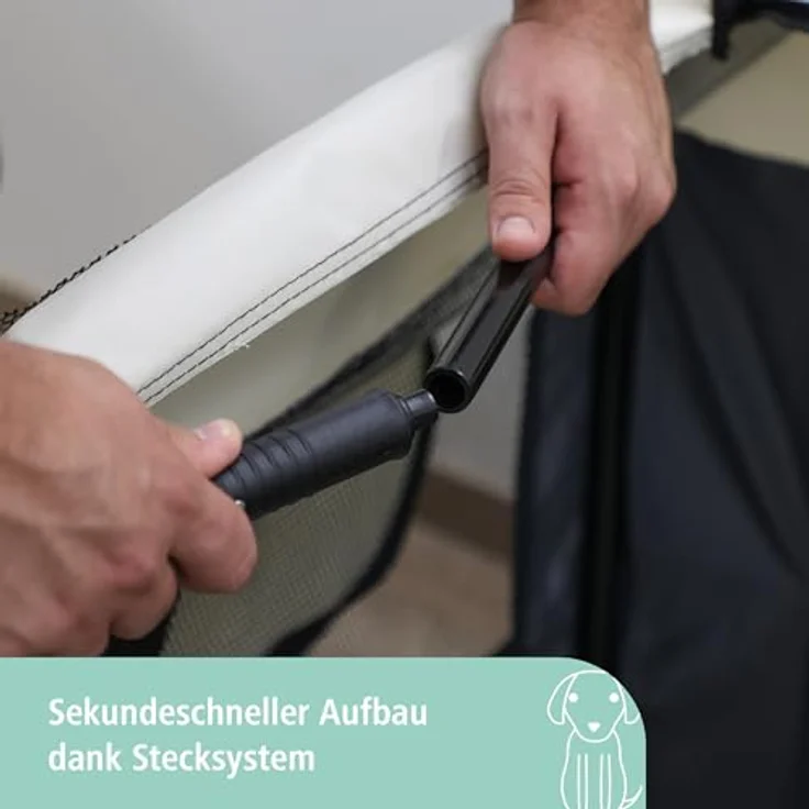 Kerbl Tiertransportbox Transportbox Journey 70 cm x 52 cm x 52 cm 80597, Nylonmaterial in Schwarz, mit integrierter Softplüsch-Matte und seitlichen Öffnungsmöglichkeiten – Bild 5