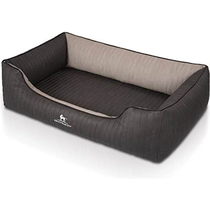 Knuffelwuff Orthopädisches Hundebett Outback aus Laser-gestepptem Kunstleder M-L 85 x 63cm Schwarz/Grau – Bild 5