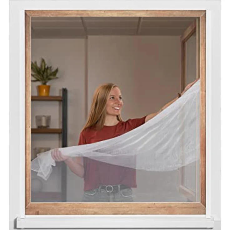 Schellenberg 51003 Fliegengitter für Fenster ELASTIC für Fensterflügel mit hervorstehenden Elementen, Maße 130 x 150 cm, Montage ohne Bohren, inkl. Befestigungsband – Bild 2