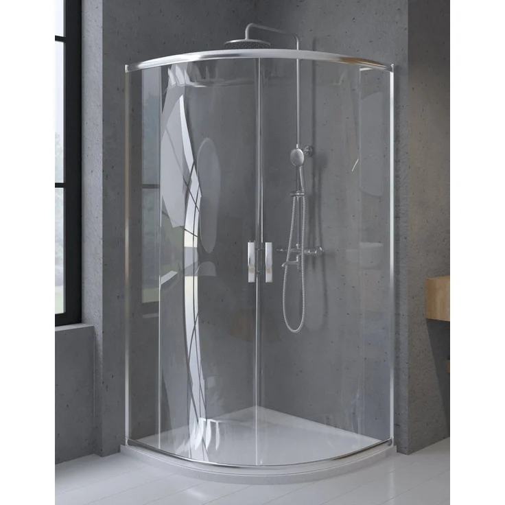 KOLMAN Eckdusche Viertelkreis HELA 80x80 cm, 190 cm Höhe, transparentes Sicherheitsglas, Chromprofile, wasserabweisende Beschichtung