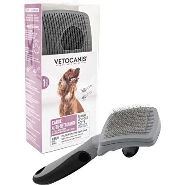 Vetocanis Fellpflegebürste für Hunde, einziehbar und selbstreinigend, 0,2 kg