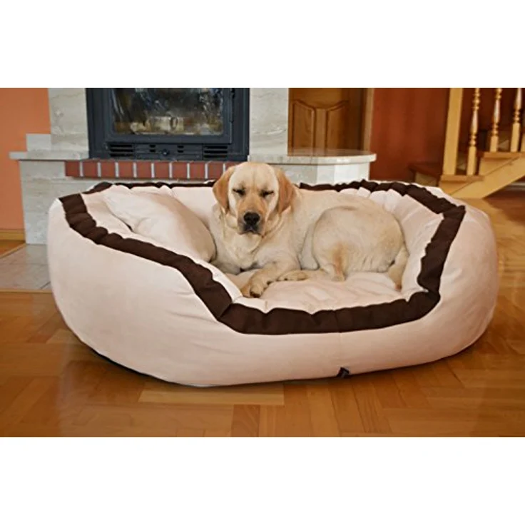 tierlando® Pepper Orthopädisches Hundebett Hundesofa VISCO XL Velours Mega Dick & Weich GRAU 110cm L Velours MEGA DICK & WEICH – Bild 5