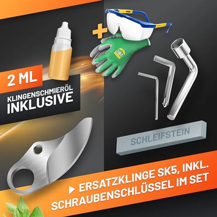 GRÜNTEK Akku Astschere 21V 2Ah Brushless, 400W bürstenloser Motor, SK5 Klinge, bis 30 mm Schnittdurchmesser, mit LCD-Display und Komplett-Set im Koffer – Bild 2