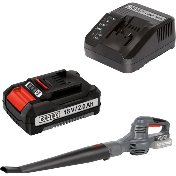 Einhell KRAFTIXX Akku Laubbläser KX-ALB 1821 Li Kit, 18V mit 210 km/h Blasgeschwindigkeit, inkl. 2,0 Ah Akku und Ladegerät