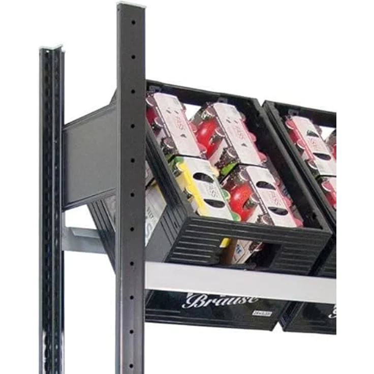 Schulte Lagertechnik Kellerregal Getränkekisten-Grundregal, schwarz/silber, 1800 x 750 x 300 mm, 3 Ebenen für 6 Getränkekisten – Bild 2
