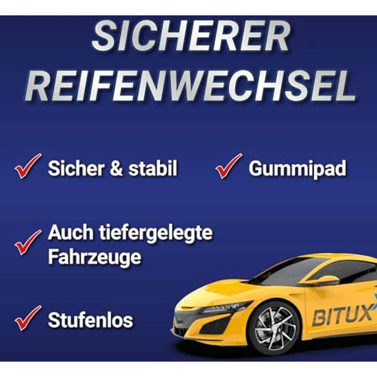 Bituxx Scherenwagenheber MS-18863, 2000 kg Tragkraft, Gummiauflage, einklappbare Handkurbel, Blau – Bild 7