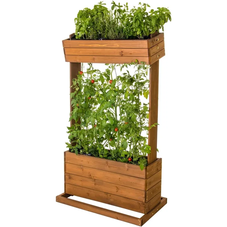 Hecht Hochbeet Beet mit Rankseilen H145cm B50cm aus Holz 301970308-HE