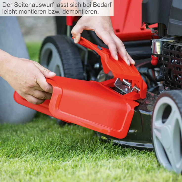 Scheppach MS150-46E Benzin Rasenmäher mit E-Start | 46cm Schnittbreite | Reinigungsfunktion | 55 Liter Fangkorb | Stahlgehäuse | 7-stufige Höhenverstellung | Mulchfunktion | Radantrieb | Seitenauswurf – Bild 3
