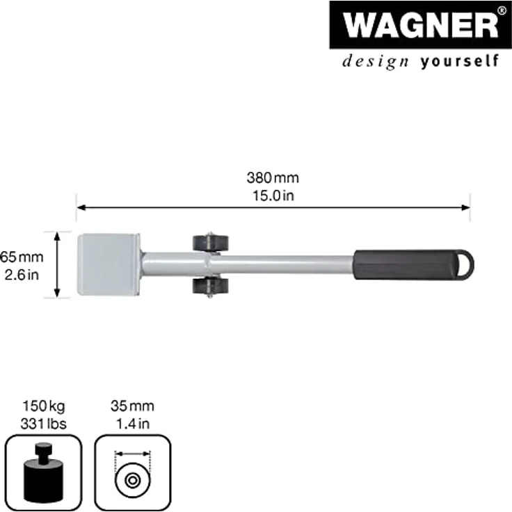 Transporthilfe MM 4121, 38 x 6,5 x 3,5 cm, softe Rollen Ø 40 mm, Möbelheber, Umzugshelfer, Stahl, Tragkraft 150 kg – Bild 2