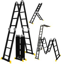 Craftfull Mehrzweckleiter CF-104A 6in1 Alu Multifunktionsleiter Gelenkleiter (4,7 Meter Black Edition)