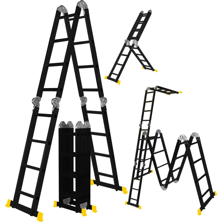 Craftfull Mehrzweckleiter CF-104A 6in1 Alu Multifunktionsleiter Gelenkleiter (4.7 Meter Black Edition 4x4 Sprossen) – Bild 1
