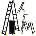 Craftfull Mehrzweckleiter CF-104A 6in1 Alu Multifunktionsleiter Gelenkleiter (4.7 Meter Black Edition 4x4 Sprossen)