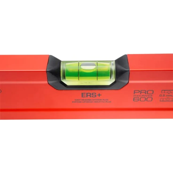 PRO PRO600 Wasserwaage 120 cm mit Ergonomischen Profil - ERS+ (Easy Reading System) Präzise Wasserwaage mit Anti Shock Absorber Endkappen - Farbe Rot – Bild 5