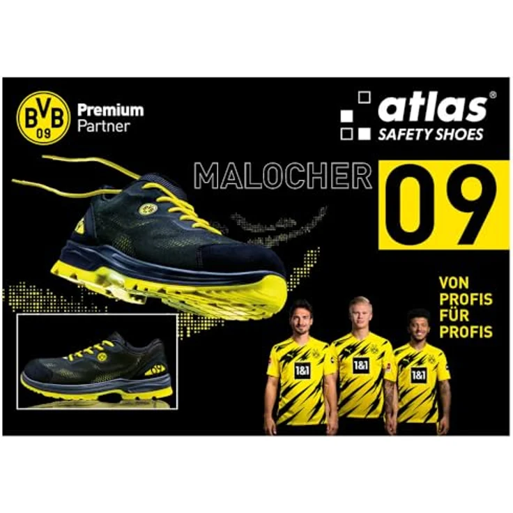 ATLAS Halbschuh Malocher 09 S1P, Sicherheitsschuh mit Aluminium-Zehenschutzkappe und XP® metallfreier Durchtritthemmung, schwarz-gelb – Bild 4
