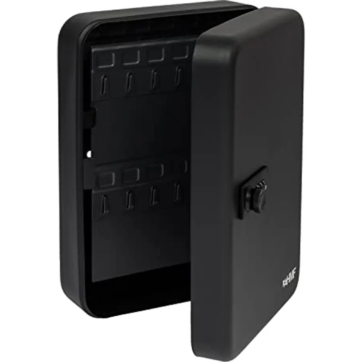 HMF Schlüsselkasten mit 3er Zahlencode, 8 nummerierte Hakenleisten für bis zu 48 Schlüssel, 25 x 18 x 7 cm, Schwarz – Bild 6