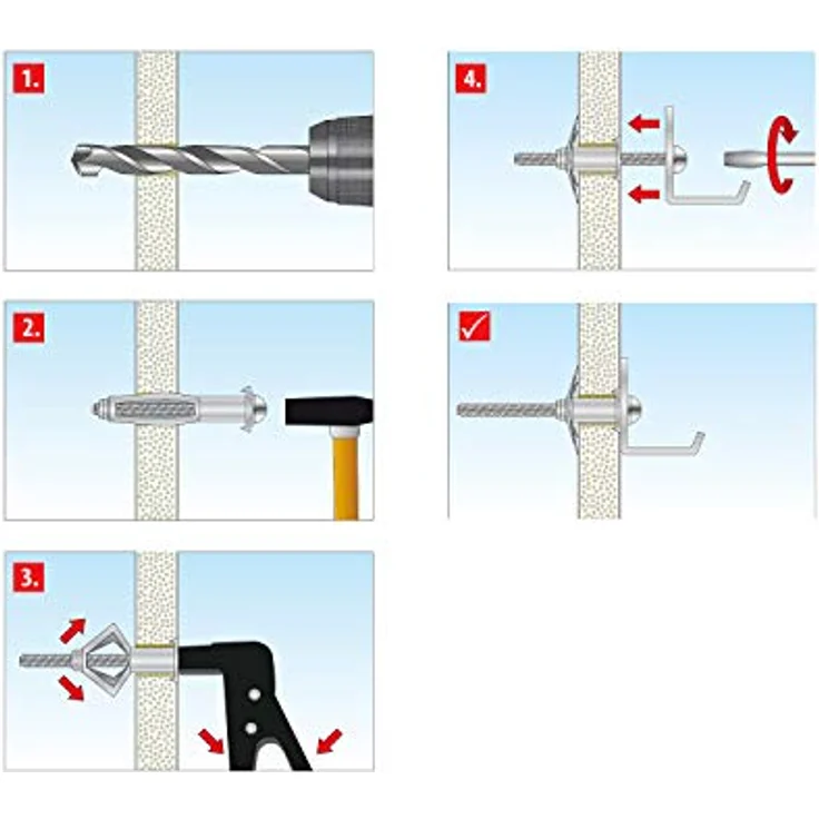 TOX Metall-Hohlraumdübel Acrobat M8 x 55 mm verzinkt, für Befestigungen in Gipskartonplatten, 25 Stück, 035101171 – Bild 5