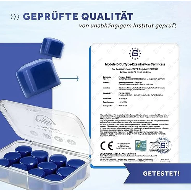 Schallwerk ® Soft+ | 12 Silikon Ohrstöpsel – Optimale Unterstützung als Schlafgehörschutz, weiche Ohrenstöpsel zum Schlafen Silikon – Earplugs for sleeping – Bild 3
